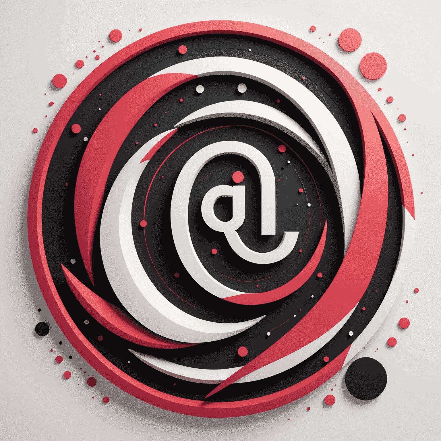 qulibetic logo featuring a modern, abstract design incorporating red, pink, black, and white elements