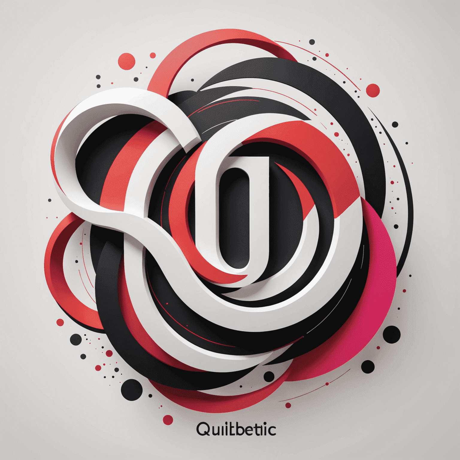 qulibetic logo featuring a modern, abstract design incorporating red, pink, black, and white elements