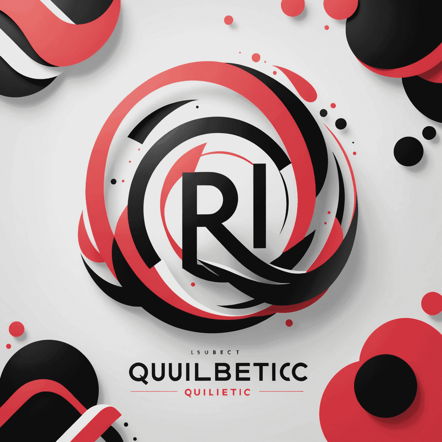 qulibetic logo featuring a modern, abstract design incorporating red, pink, black, and white elements