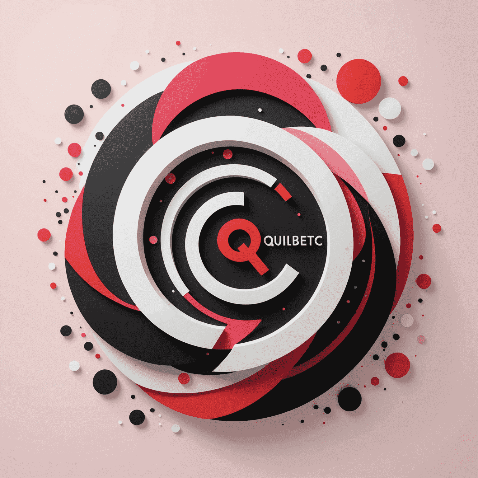 qulibetic logo featuring a modern, abstract design incorporating red, pink, black, and white elements