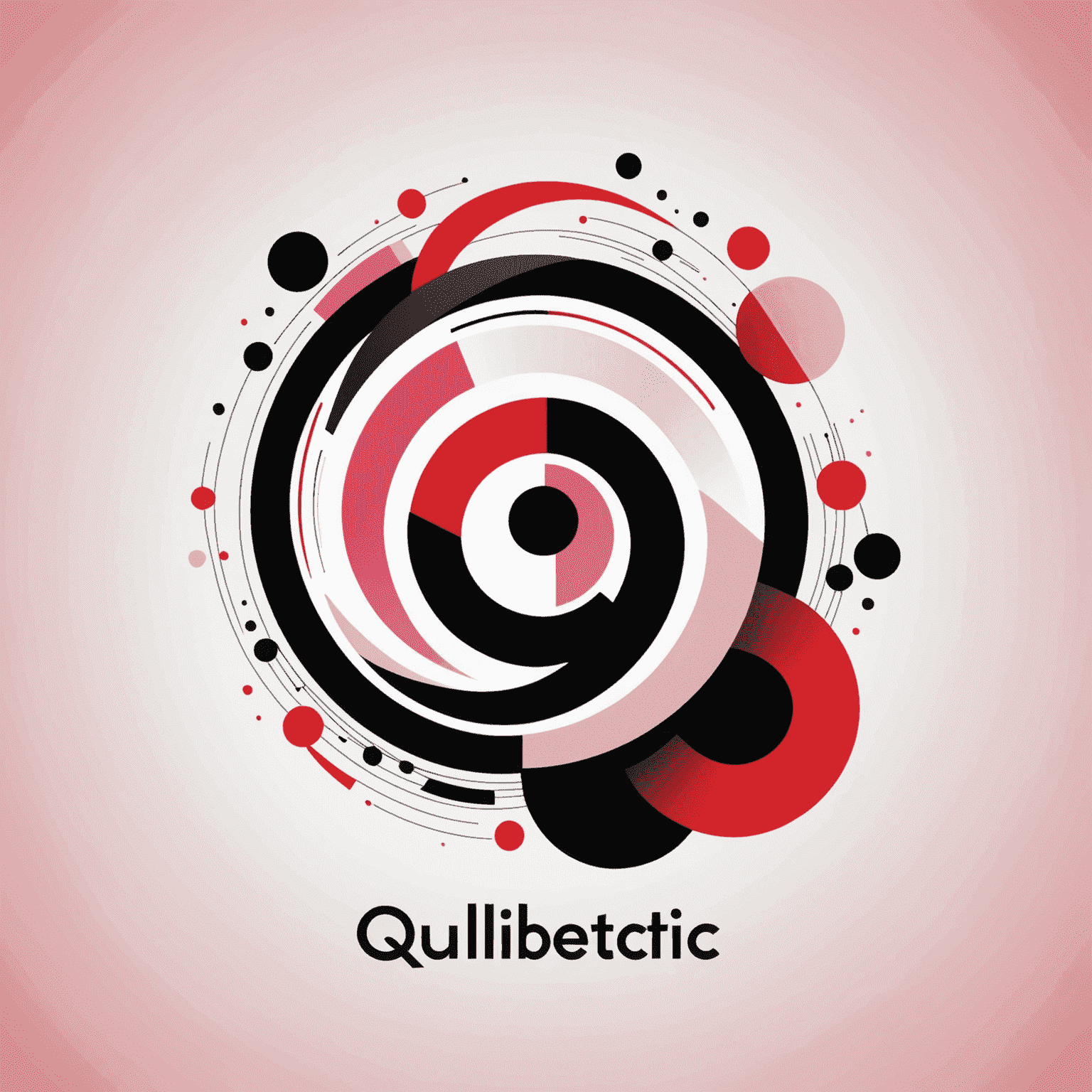 qulibetic logo featuring a modern, abstract design incorporating red, pink, black, and white elements