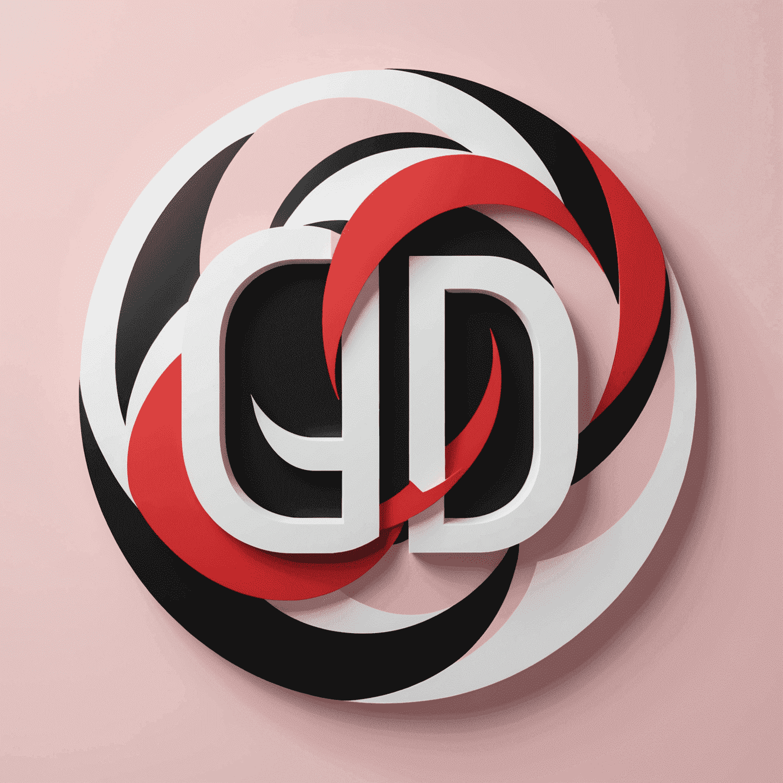 qulibetic logo featuring a modern, abstract design incorporating red, pink, black, and white elements