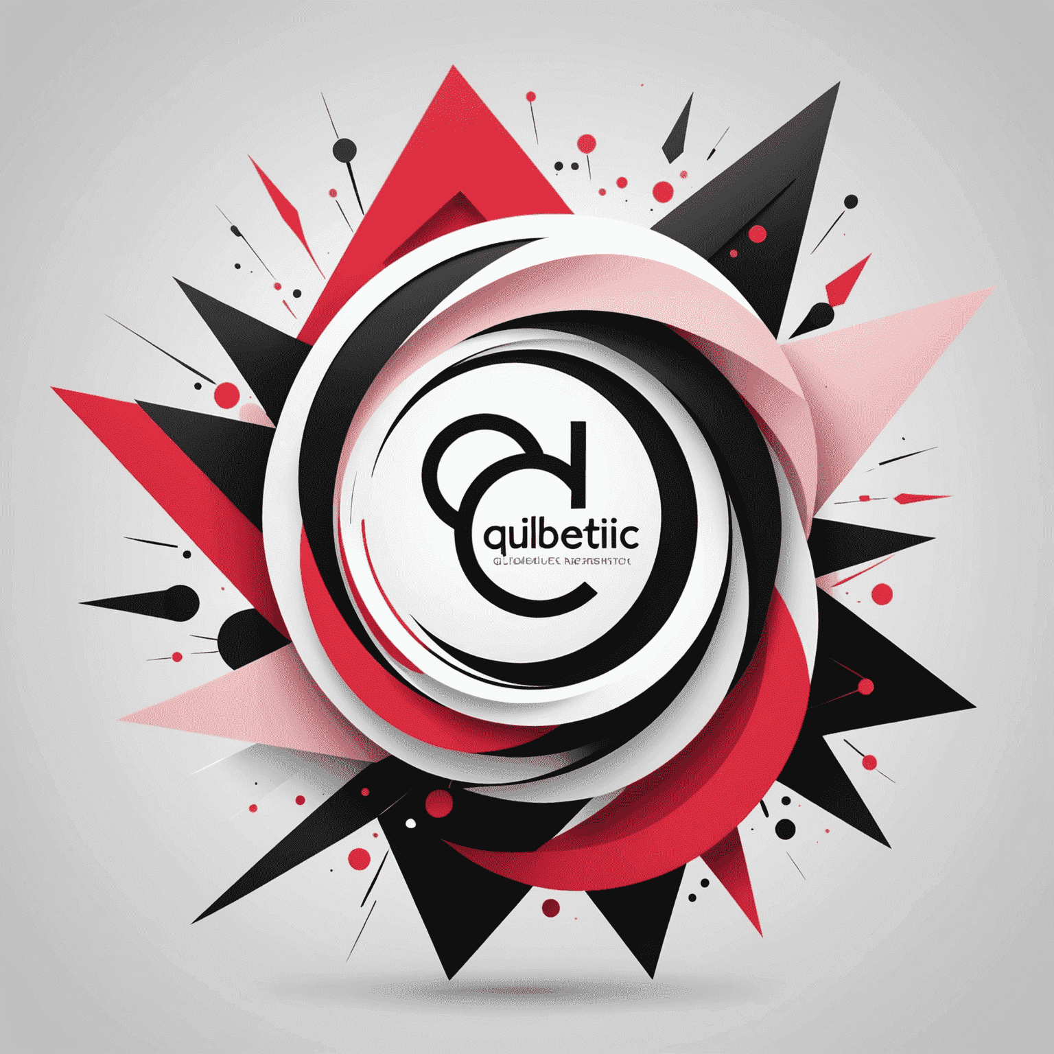 qulibetic logo featuring a modern, abstract design incorporating red, pink, black, and white elements