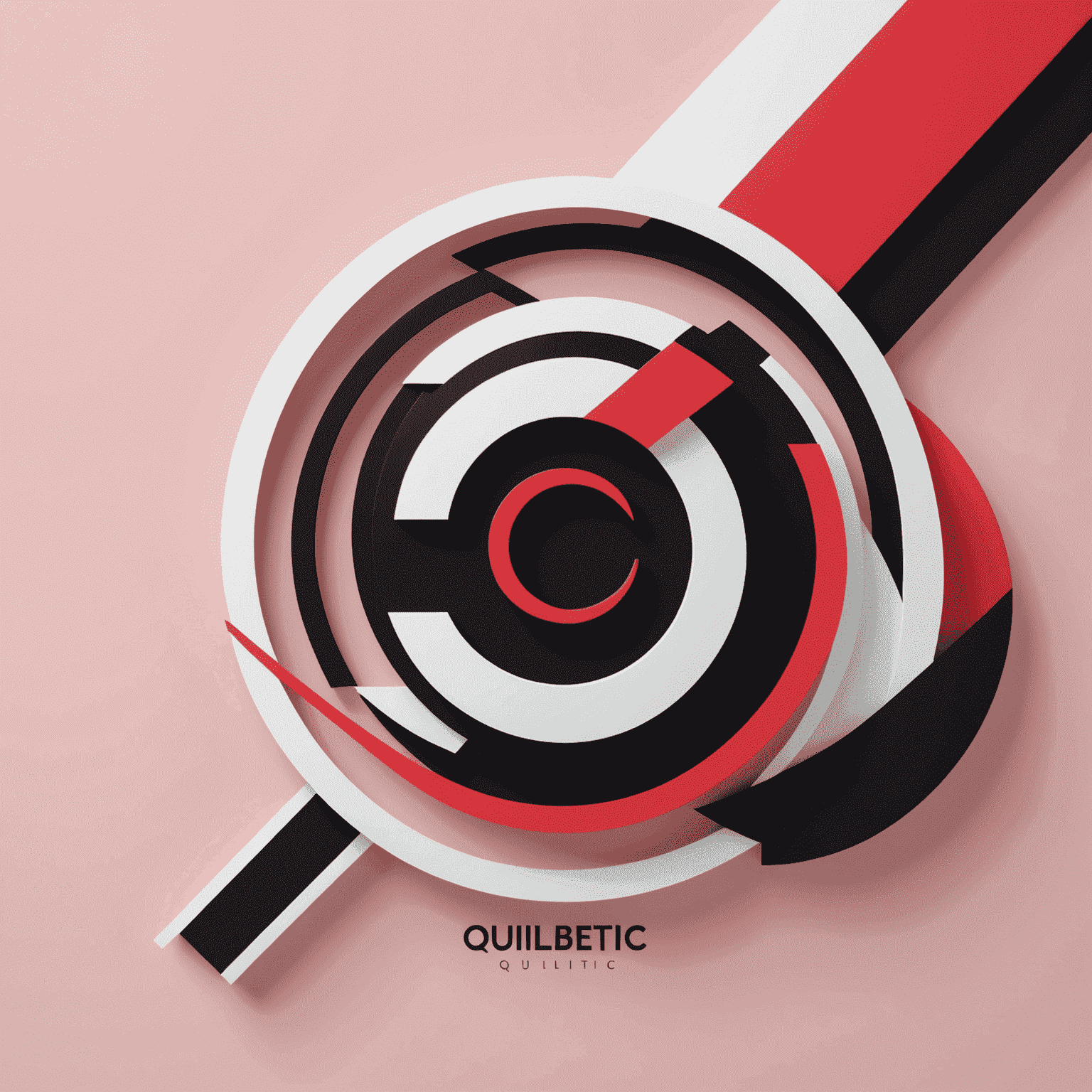 qulibetic logo featuring a modern, abstract design incorporating red, pink, black, and white elements
