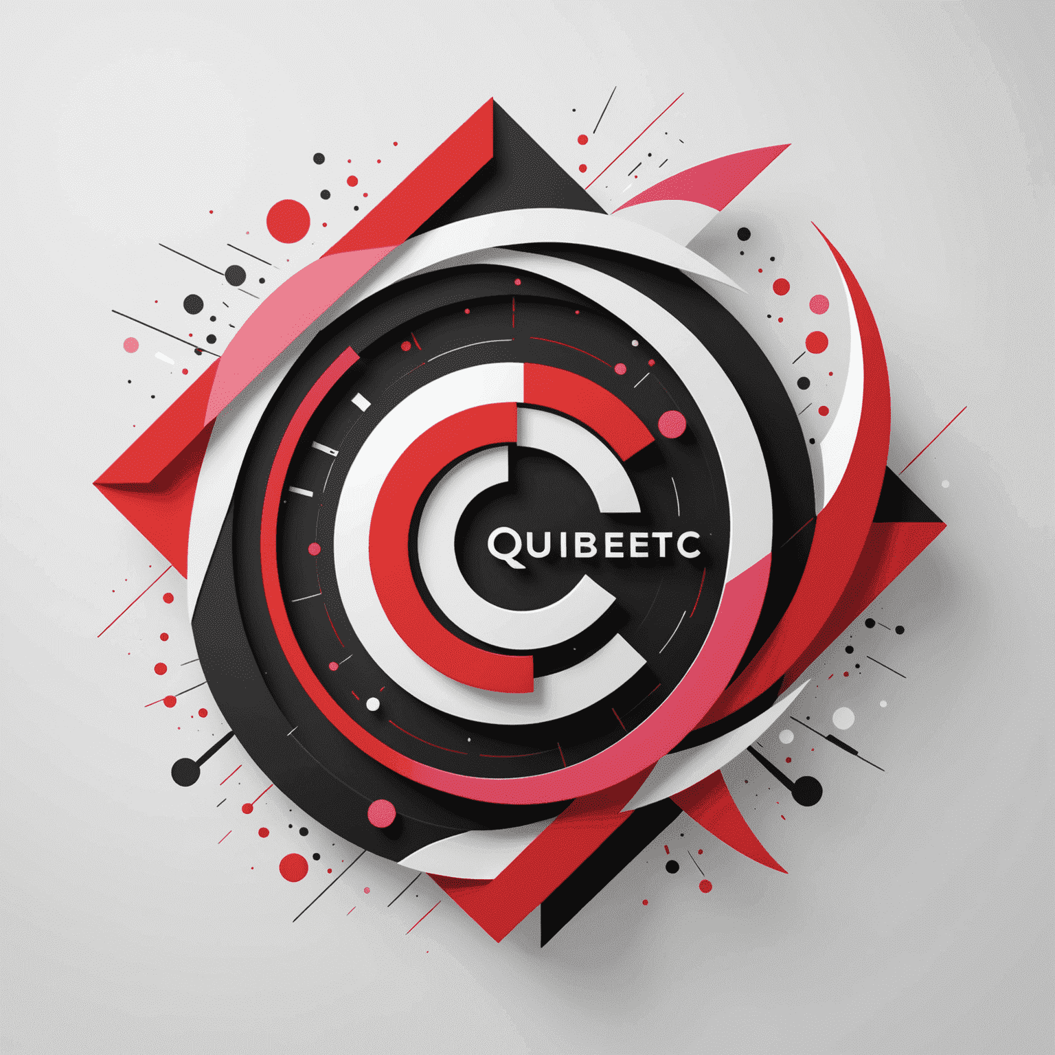 qulibetic logo featuring a modern, abstract design incorporating red, pink, black, and white elements