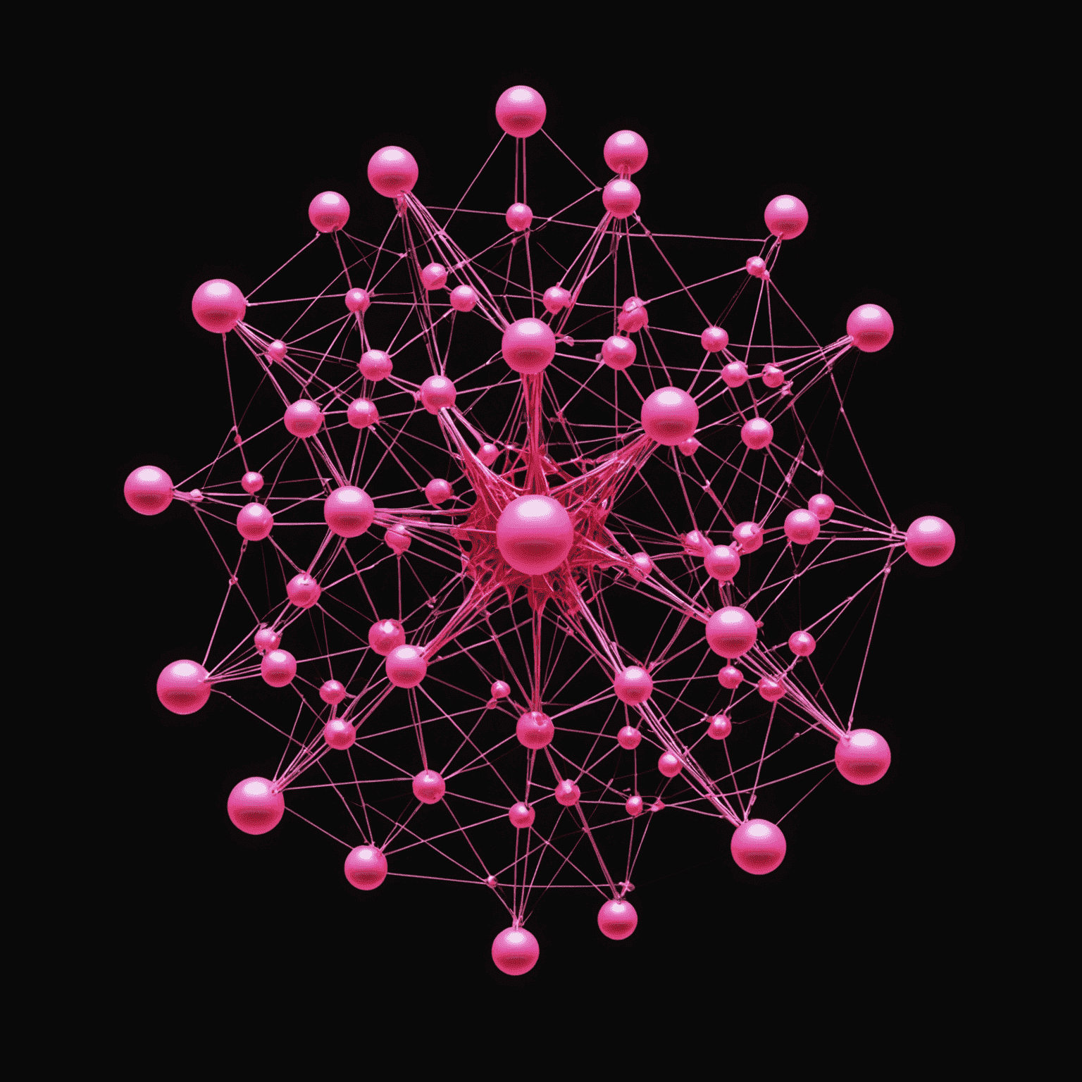 Visual representation of a quantum algorithm, showing interconnected qubits and complex mathematical patterns in vibrant red and pink hues against a black background