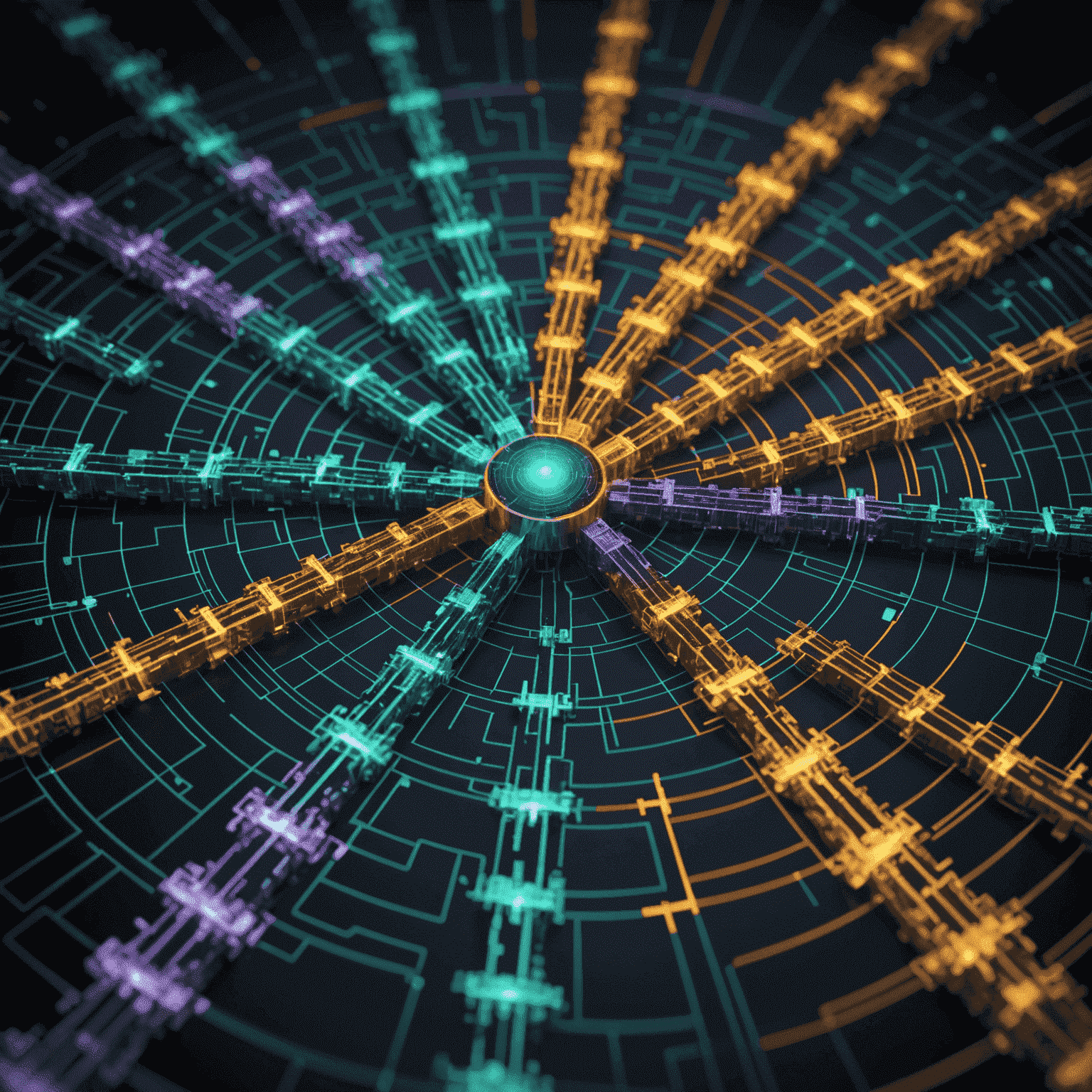 Visualization of quantum encryption, showing complex patterns of light representing quantum states used in advanced cryptography